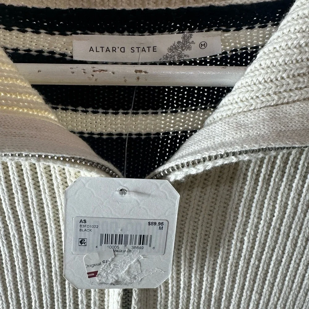 Altar’d State Striped Black and White Sweater Dress Size Medium